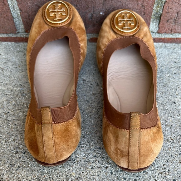 Tory Burch Tan Leather Suede Flats Size 7 - Picture 8 of 11